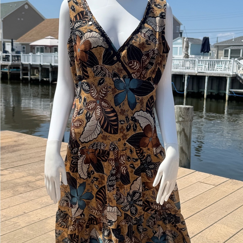 Coldwater Creek Floral High-Low Dress - Black and Brown
